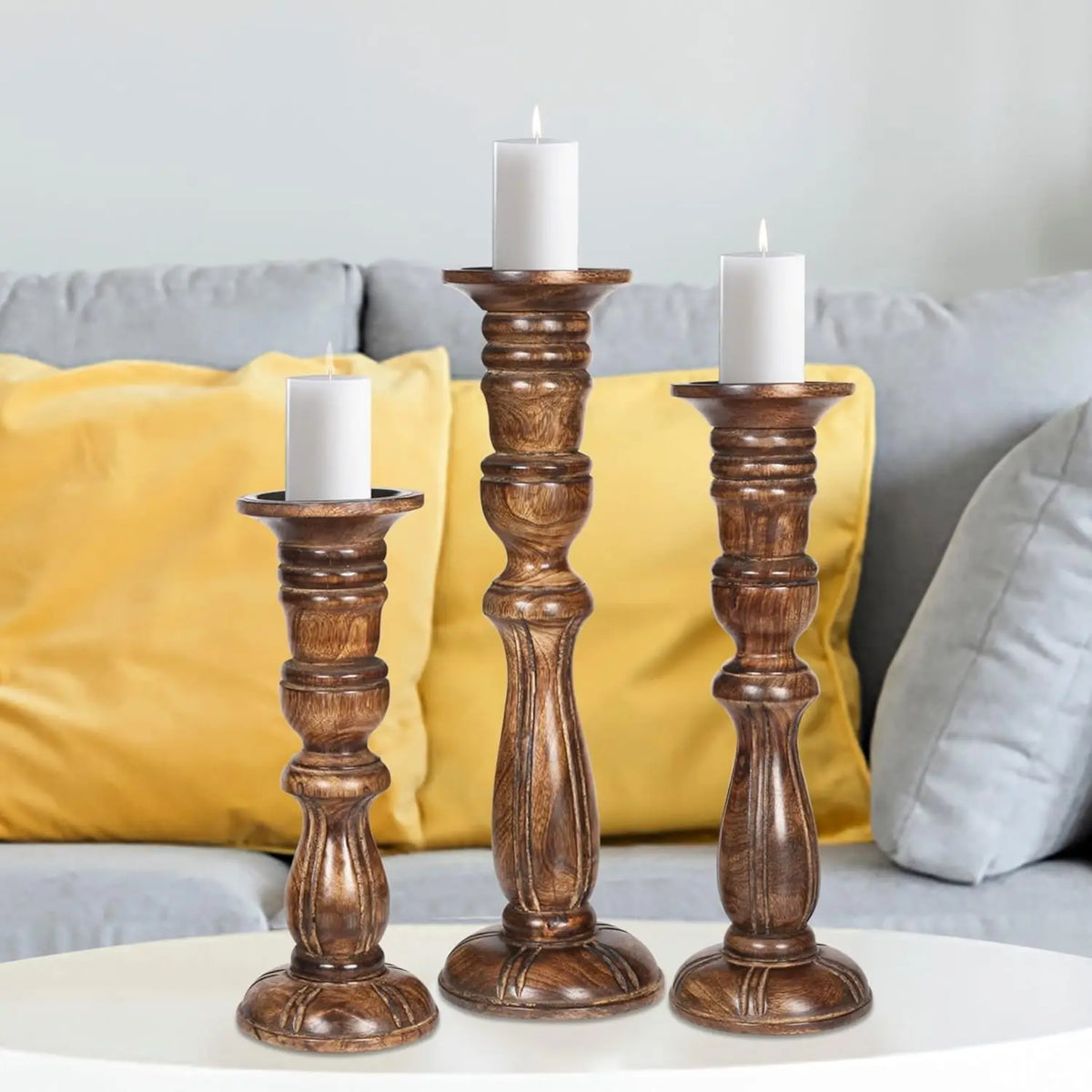 Wooden Handmade Customizable Modern Art Unique Candle Stand for Christmas/Wedding Dining Table Decor Elegant Unfinished Design