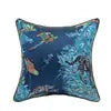 18" Throw Pillow Cover Luxurious Jacquard Cushion Covers European Floral Brown Gold Bird and Insect Pillow Case