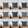 Indigo Blue Square Decorative Throw Pillow Cover 16"-26" Black American Style Hand Printed Design Eco-Friendly Hospital Home
