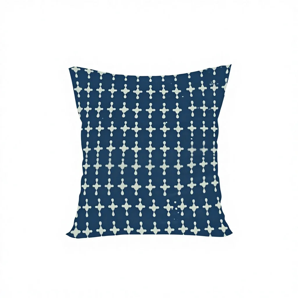 Indigo Blue Hand-Black Printed Custom Size 16\" 18\" 20\" 22\" 26\" Decorative Throw Pillow Cover Square Leaves for Sofa