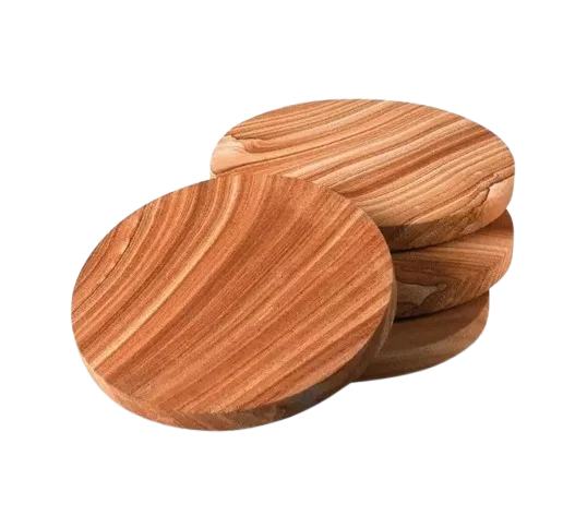 2025 Top Selling Natural Wood Pattern Coasters Kitchenware Coasters 4 Pcs. Wood Stone Table Decor Accessories Mats Pads