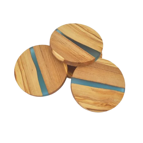 2025 Top Selling Natural Wood Pattern Coasters Kitchenware Coasters 4 Pcs. Wood Stone Table Decor Accessories Mats Pads
