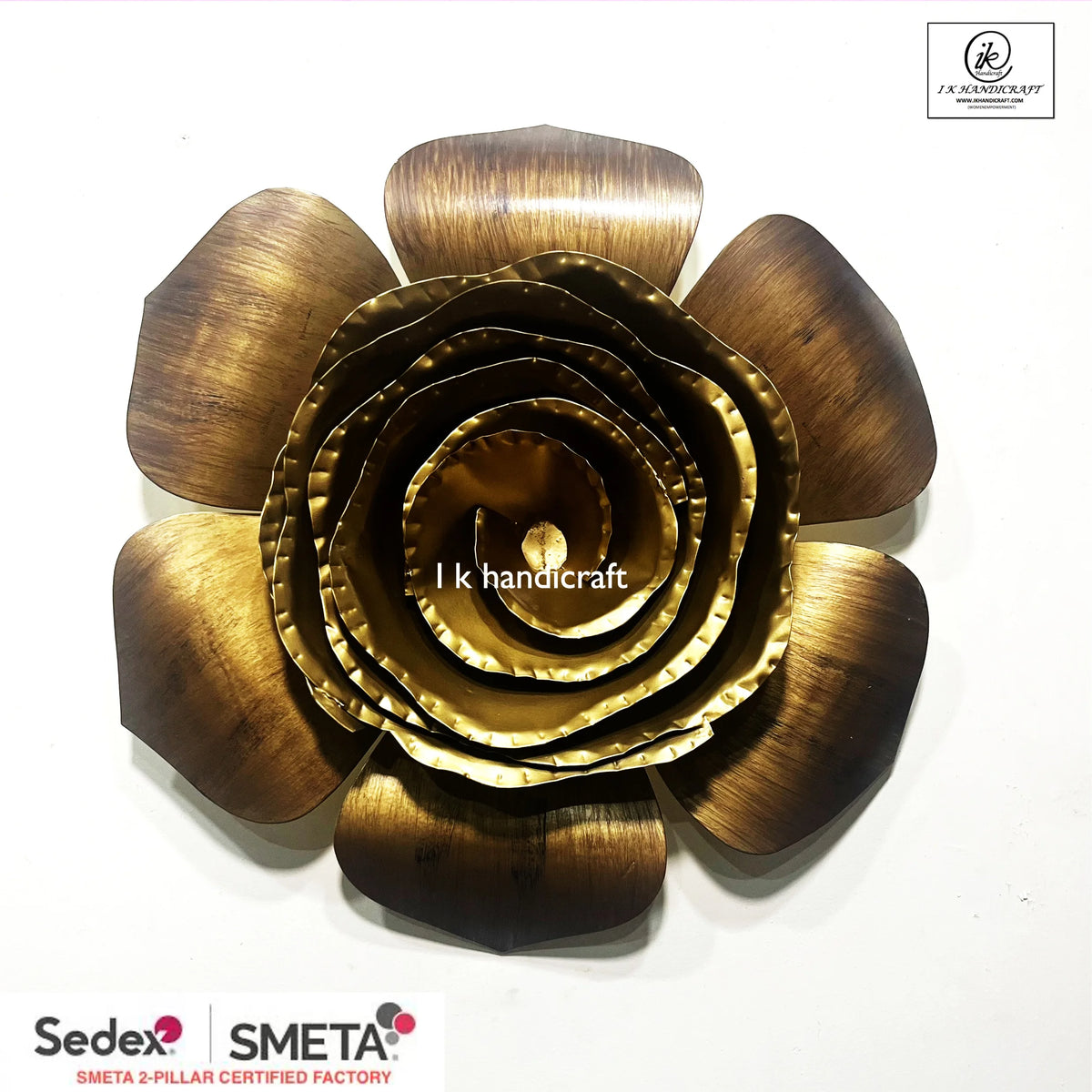 I K Handicraft Vintage Rustic Geometric Modern Abstract Powder Coated Light Green Sunflower Metal Wall Art Ramadan Wedding