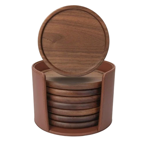 2025 Top Selling Natural Wood Pattern Coasters Kitchenware Coasters 4 Pcs. Wood Stone Table Decor Accessories Mats Pads