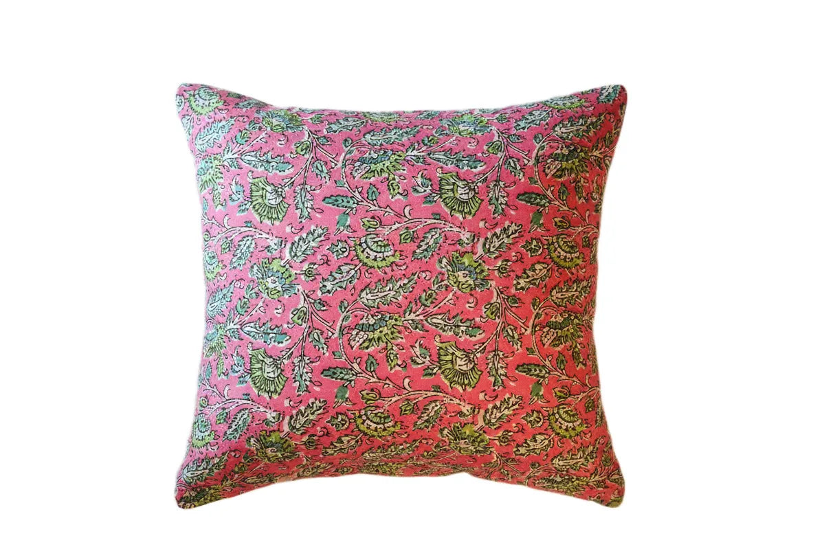 Modern Solid Hand Block Printed 100% Cotton Cushion Cover with Piping for Hotel Use Throw Pillow Cover Sofa Bed Home Decor