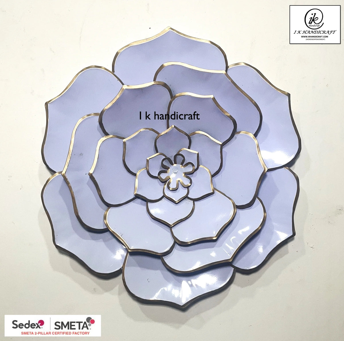 I K Handicraft Vintage Rustic Geometric Modern Abstract Powder Coated Light Green Sunflower Metal Wall Art Ramadan Wedding