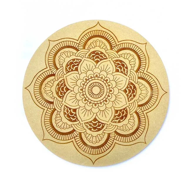 12 Inch Round Wooden MDF Laser Etched Rangoli Mandala Art Engraved Flower Design Wall Art for Hotels