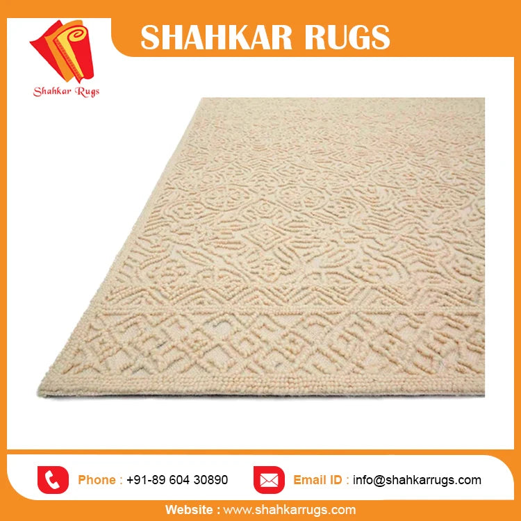 Best Quality New Large Size Modern Style Hand Tufted Wool Area Rug GZ-05 ED Ivory Custom Logo Plush Non-Slip Antimicrobial