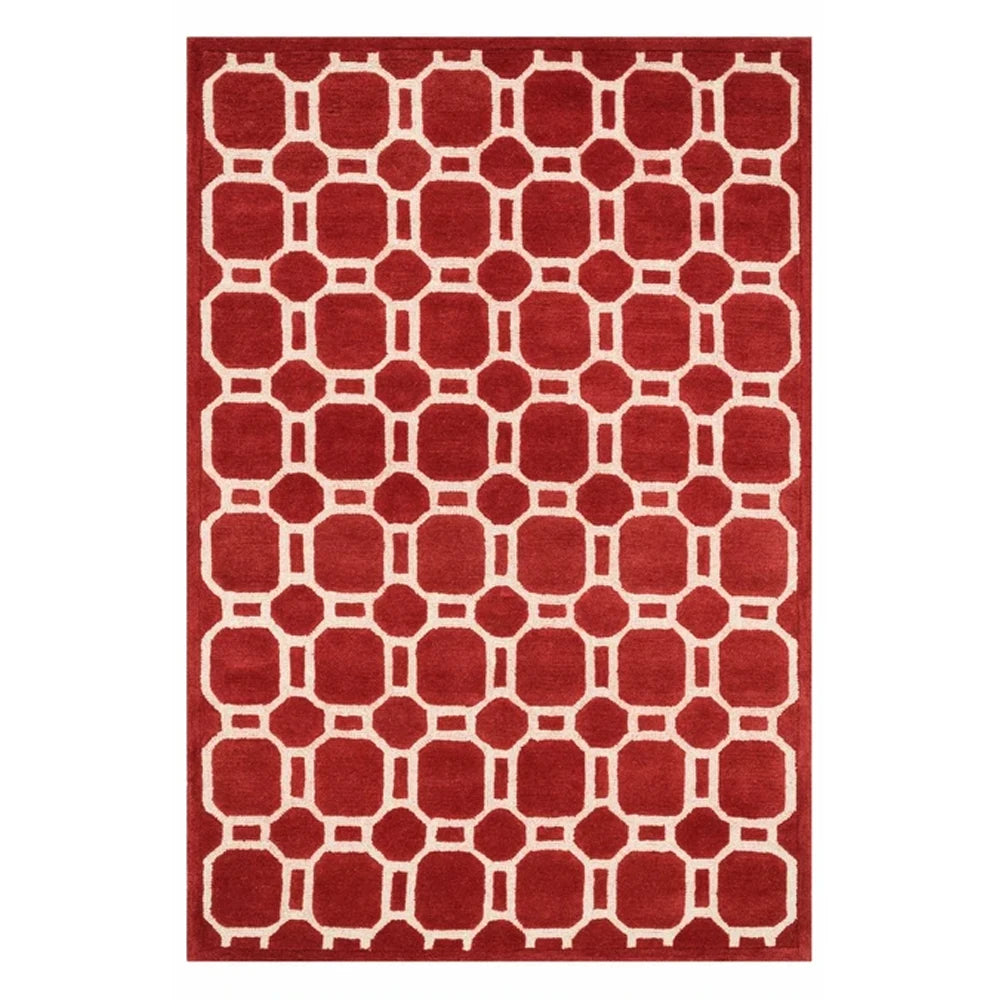 High Quality BT-12 Red Hand Tufted Modern 100% Wool Non-Slip PET Friendly Antimicrobial Plush Pile Area Rug Shahkar Rugs for
