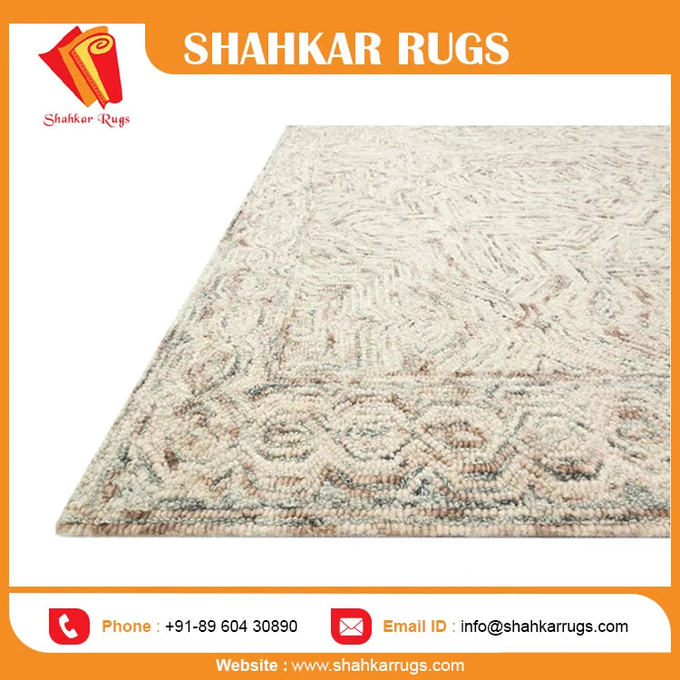 Handmade Custom Designed Modern Jute Hooked Area Rug Plush Pile Antimicrobial Non-Slip Washable Pet Friendly Best Quality