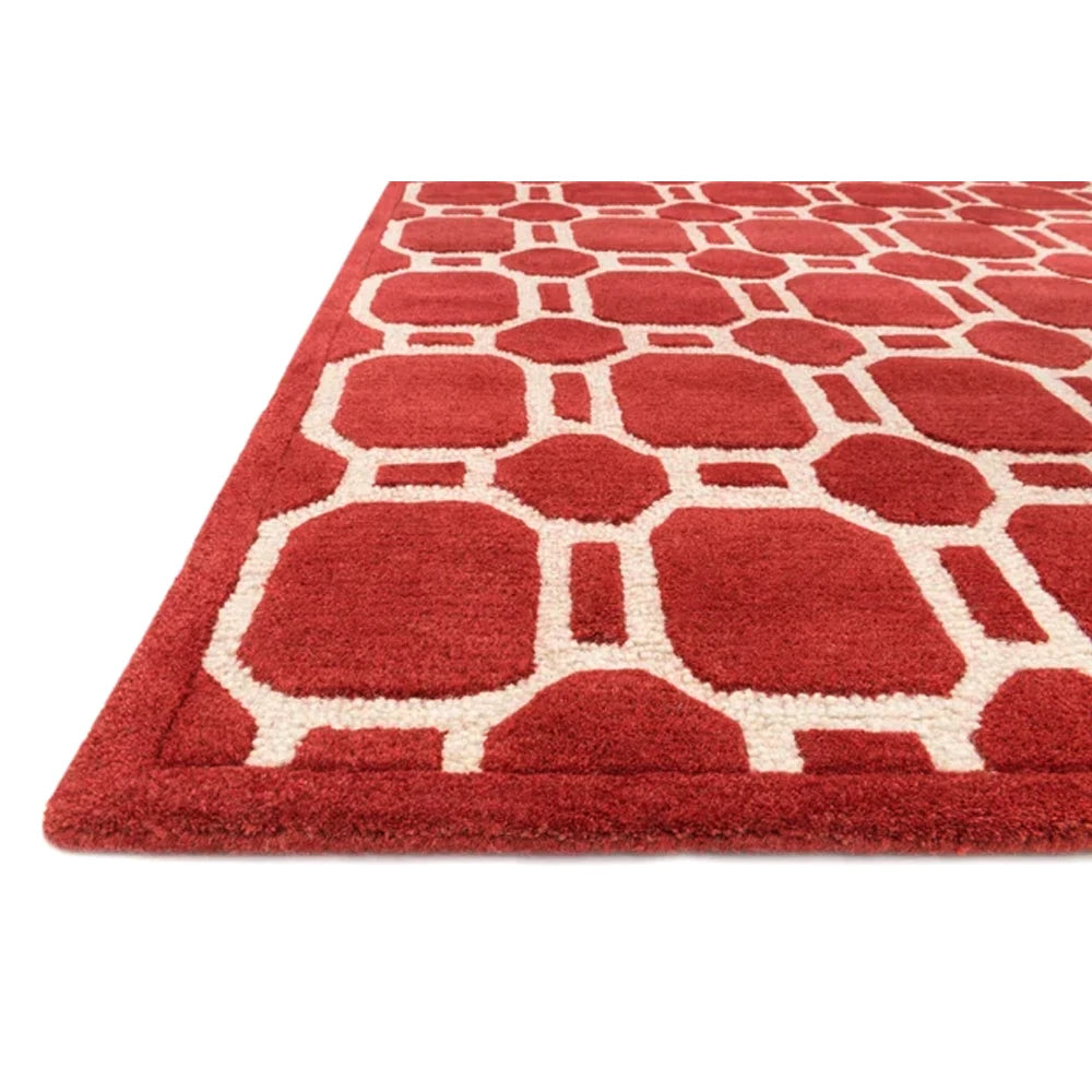 High Quality BT-12 Red Hand Tufted Modern 100% Wool Non-Slip PET Friendly Antimicrobial Plush Pile Area Rug Shahkar Rugs for